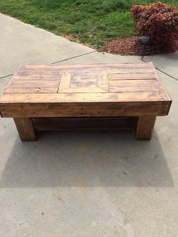 repurposed pallet grand coffee table