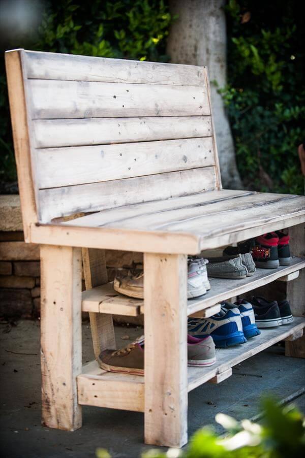 upcycled pallet shoes rack bench