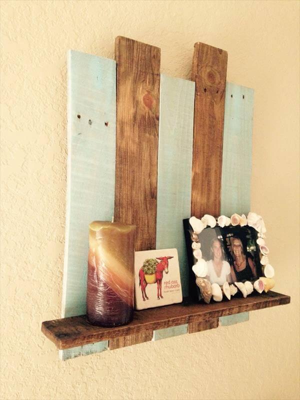 recycled pallet decorative wall shelf