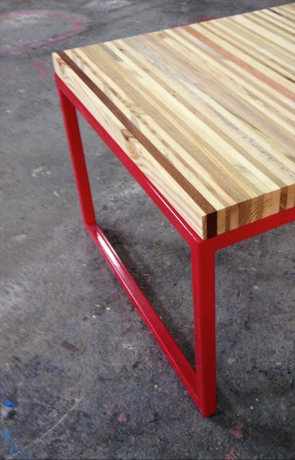 recycled pallet and steel bench