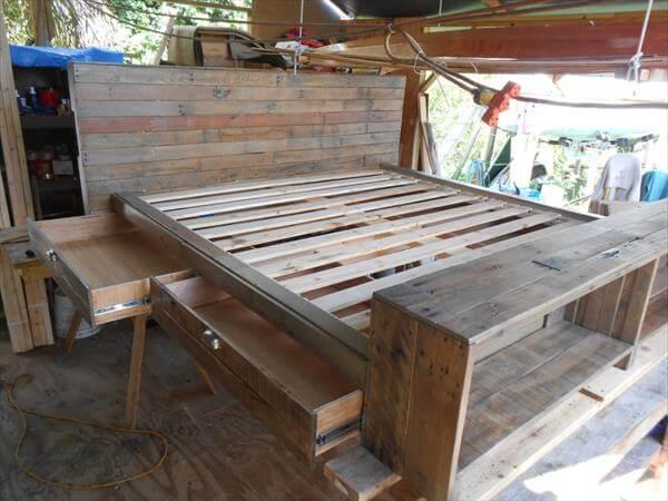 reclaimed pallet bed with storage