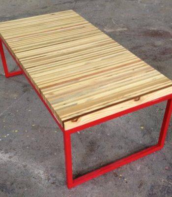 repurposed pallet and steel bench