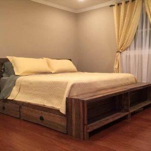 wooden pallet bed with drawers