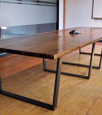 upcycled pallet conference table with flat metal legs