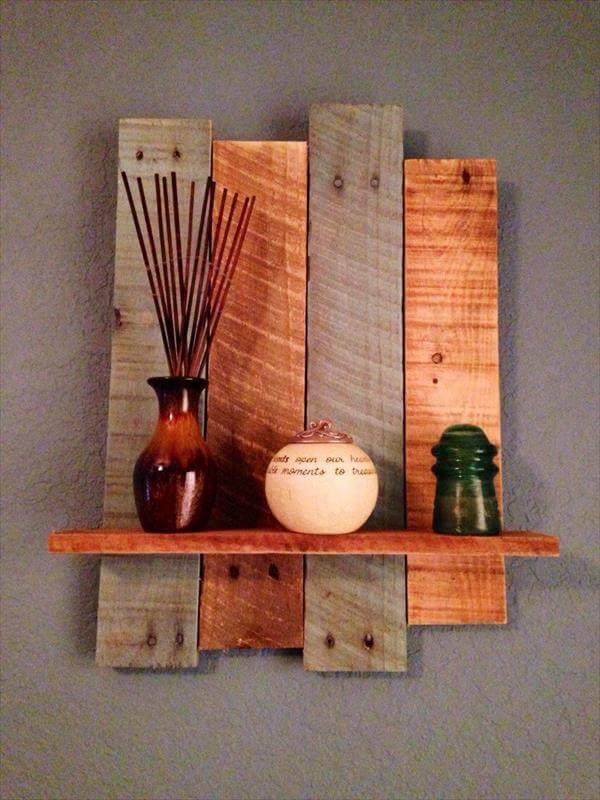 handcrafted pallet decorative wall shelf