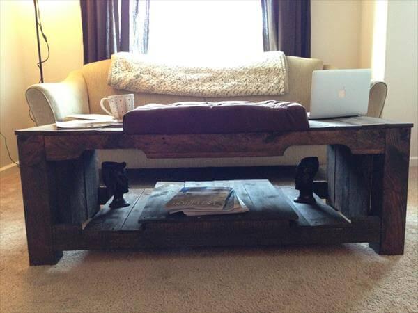 recycled pallet tufted coffee table