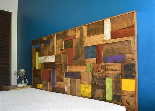 recycled pallet accent headboard
