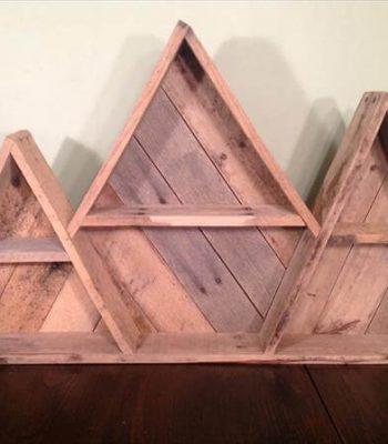 upcycled pallet geometric mountain shelf