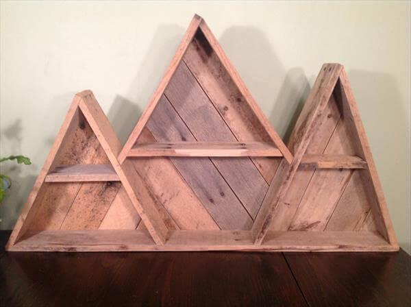 Large Mountain Look Shelf Pallet Wood Recycled Rustic 