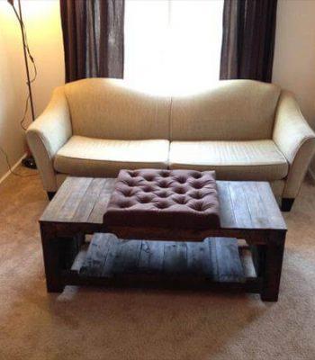 reclaimed pallet tufted coffee table