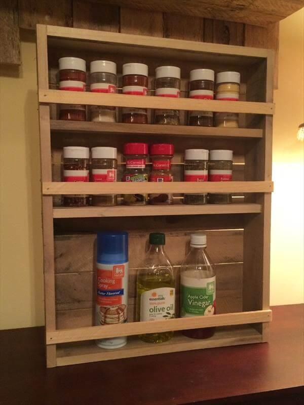 recycled pallet 3 tray spice rack