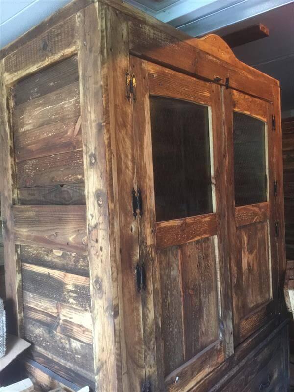 rustic pallet dining hutch
