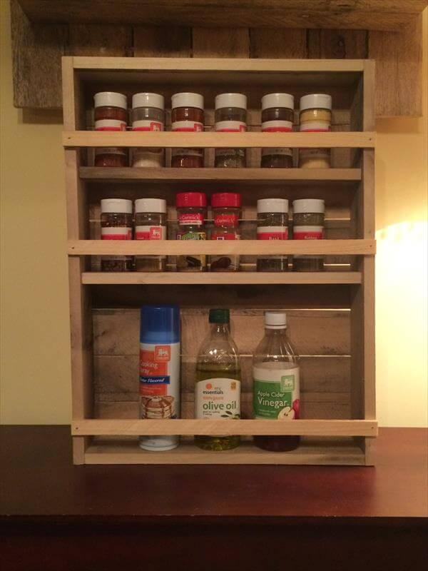 wooden pallet 3 tray spice rack