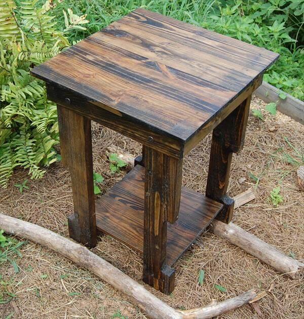 reclaimed pallet side table and nightstand