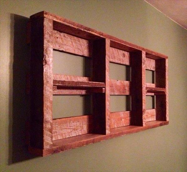 handcrafted pallet wall hanging shelf