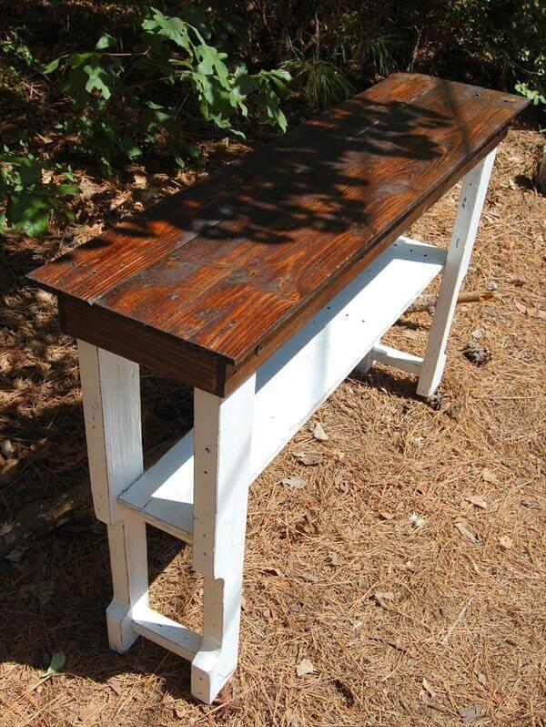 salvaged pallet hall table and console table