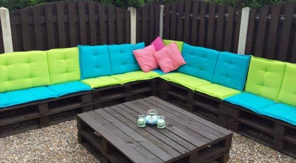 recycled pallet patio corner sofa set