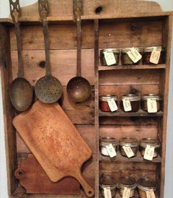 recycled pallet kitchen spice rack