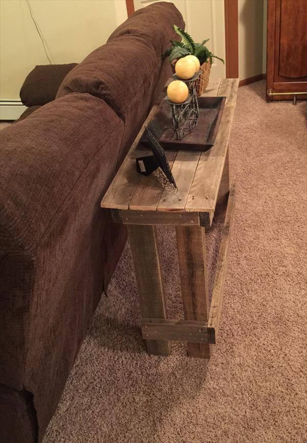 handcrafted pallet sofa table