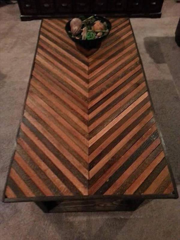 chevron coffee table made of pallets