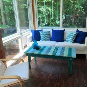 wooden pallet turquoise coffee table