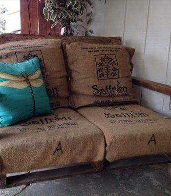 diy pallet oversize chair with burlap sack cushion