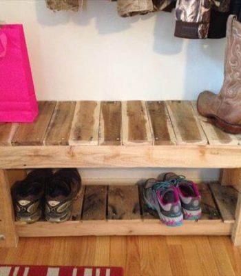 handcrafted pallet bench and shoes rack