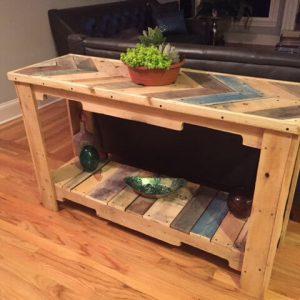 Recycled pallet sofa table