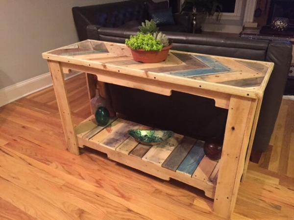 Wood Pallet Reclaimed Sofa Table 101, How To Make A Sofa Table From Pallets