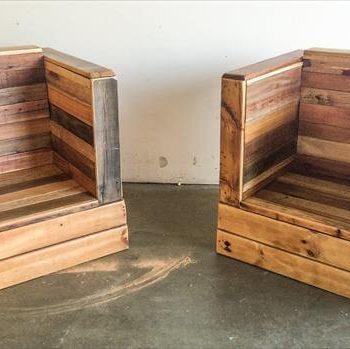 Recycled pallet bistro style arm chairs