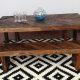 Recycled pallet chevron pattern table with bench