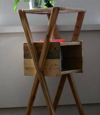 wooden pallet x-frame side table