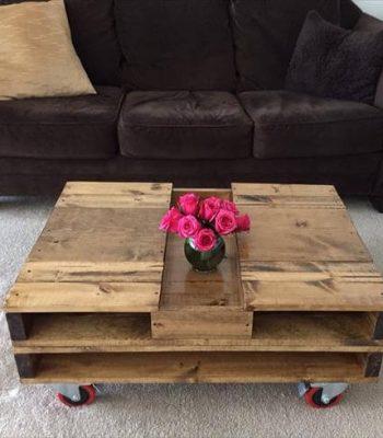 wooden pallet coffee table with storage box inlay