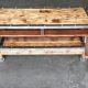 repurposed pallet console table with trimmed metal sides