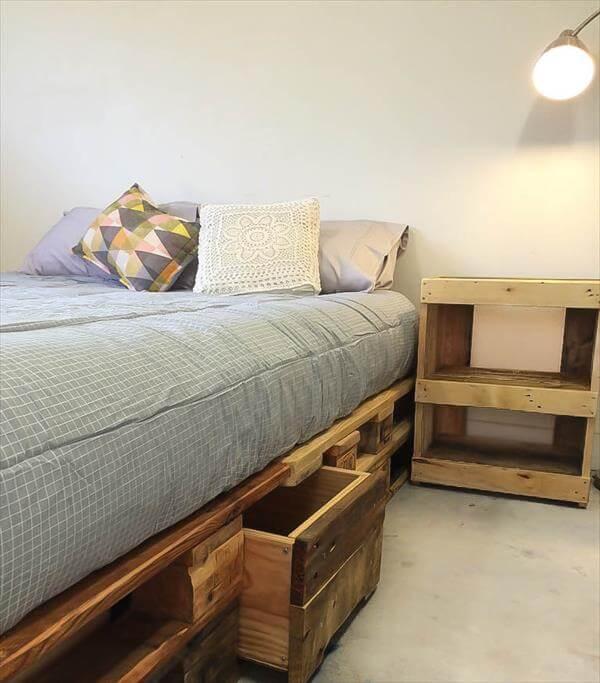 Whole EURO Pallet Bed with Storage Drawers – 101 Pallets