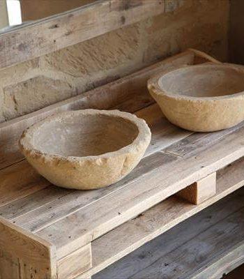 handmade wooden pallet washbasin and mirror