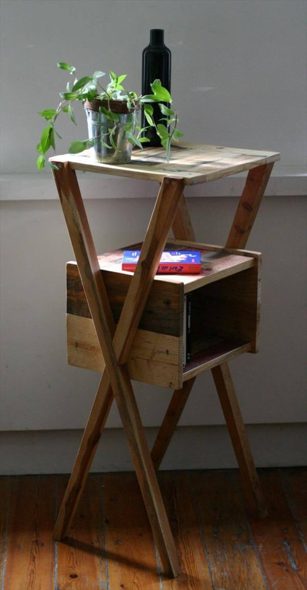 upcycled pallet side table with build in storage box