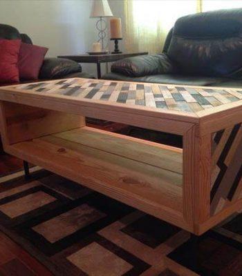 handmad wooden pallet coffee table with storage and metal hairpin leg