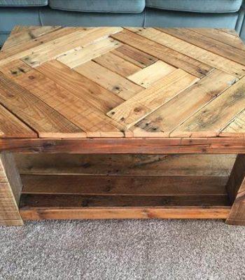 hand pallet coffee table with built-in shelf