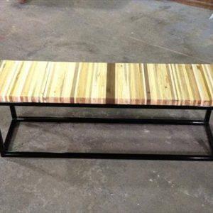 Repurposed pallet wood and steel bench