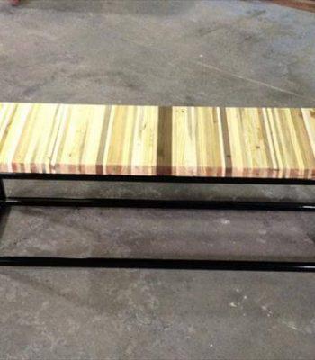 Repurposed pallet wood and steel bench