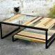 repurposed pallet and metal coffee table