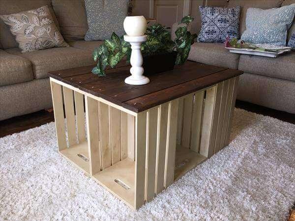 pallet and crate coffee table