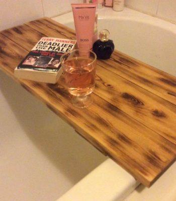 Wooden pallet bath tub tray