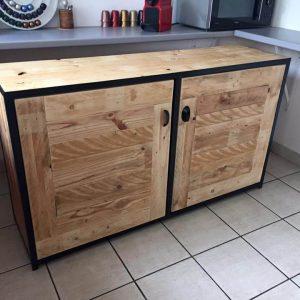 low-cost pallet kitchen cabinet or sideboard