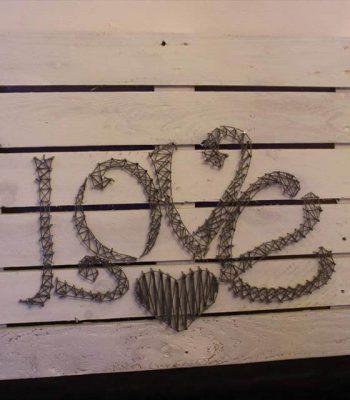 diy pallet and twine love wall art