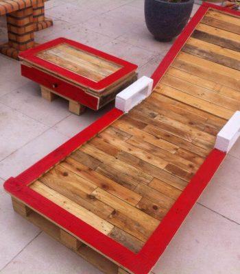 handmade pallet chaise lounge with armrests