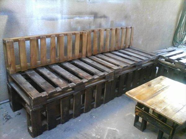 upcycled wooden pallet sectional sofa set