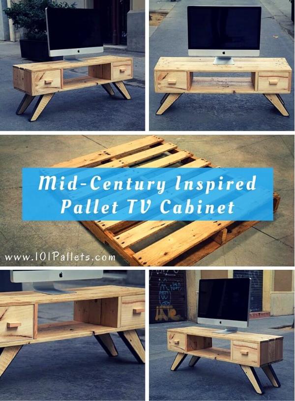 Mid-Century Inspired Pallet TV Cabinet – 101 Pallets