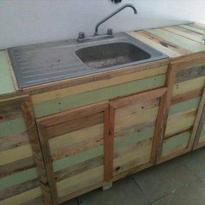 Wooden pallet kitchen counter with sink